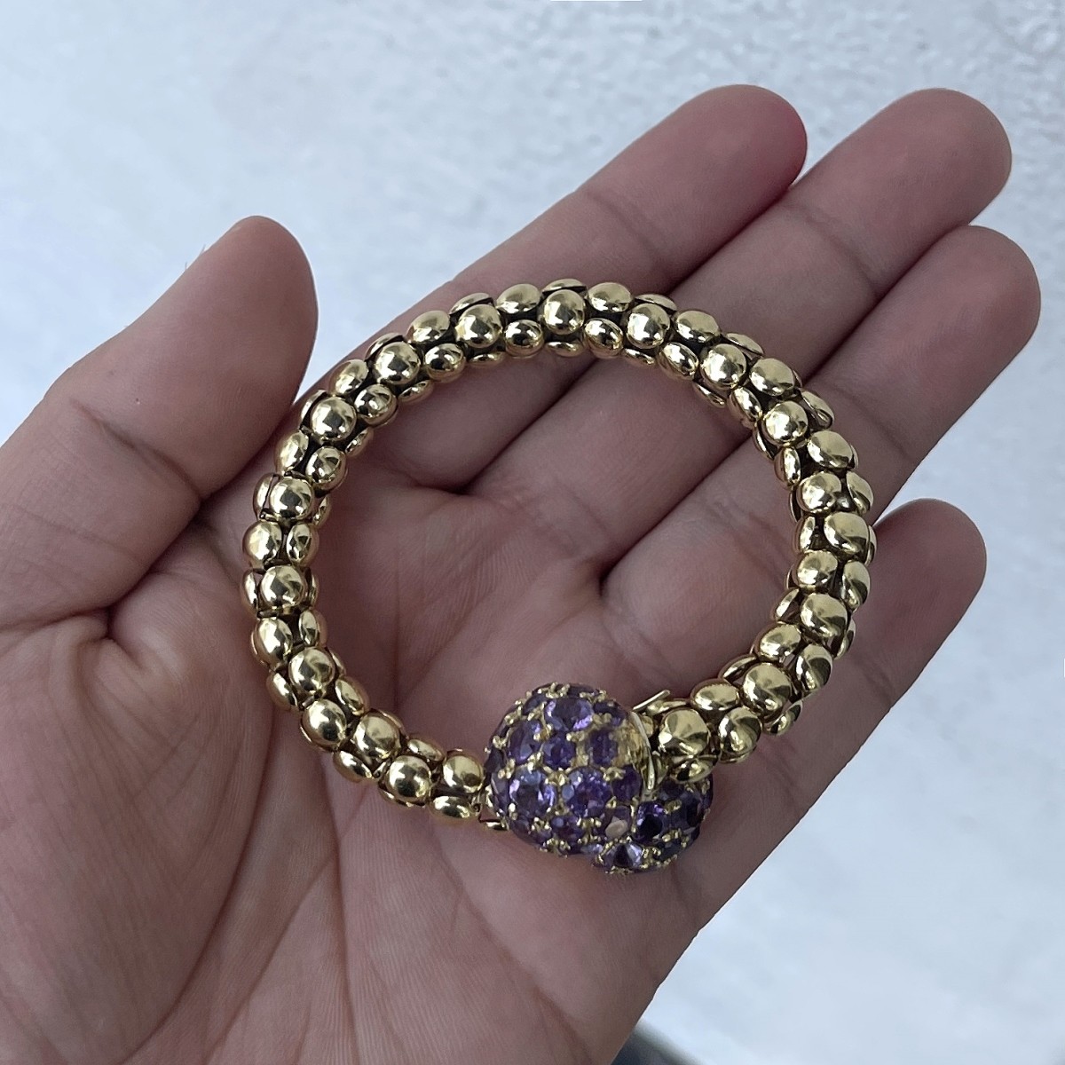 Amethyst and 18K Bangle Bracelet