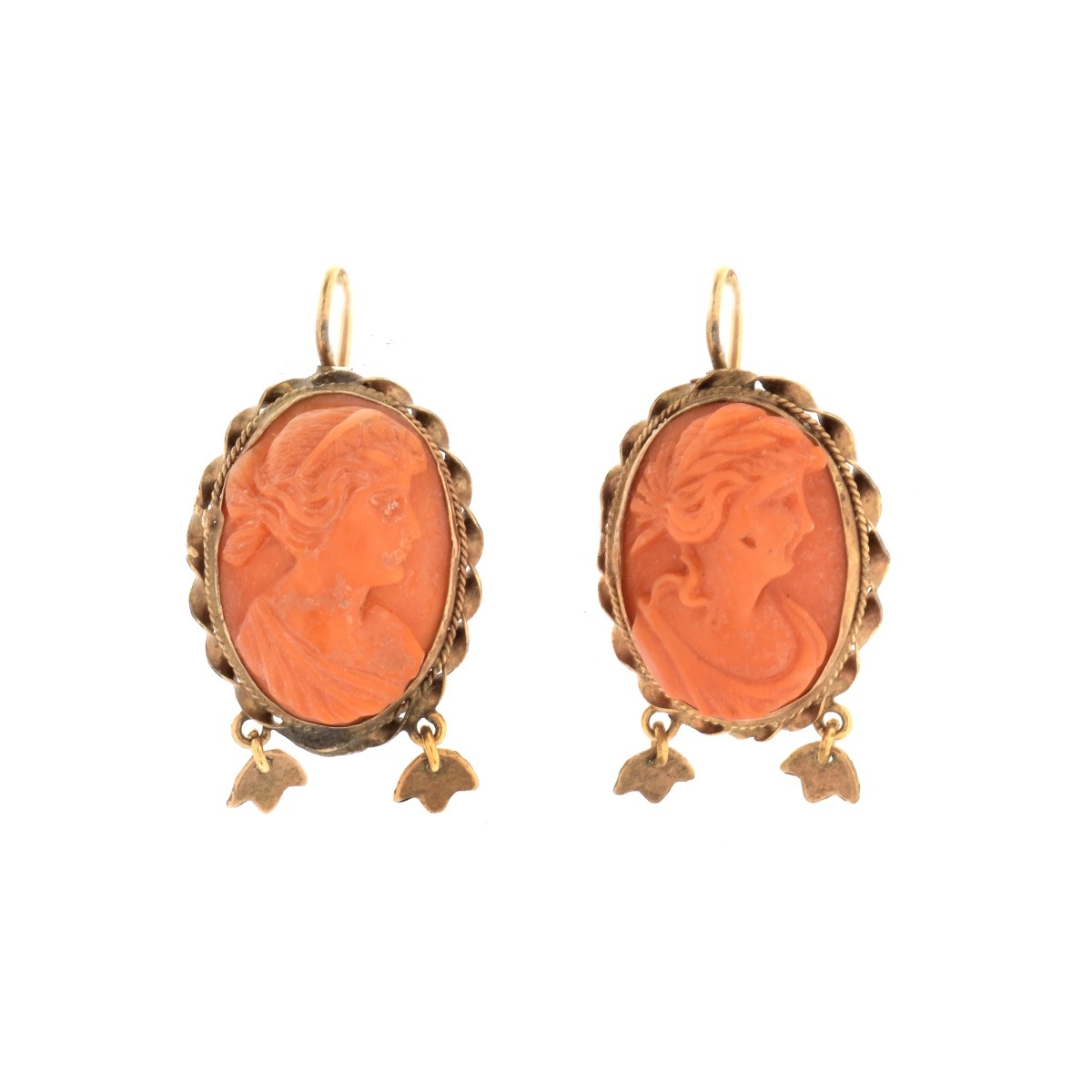 Coral and 14K Brooch and Earrings