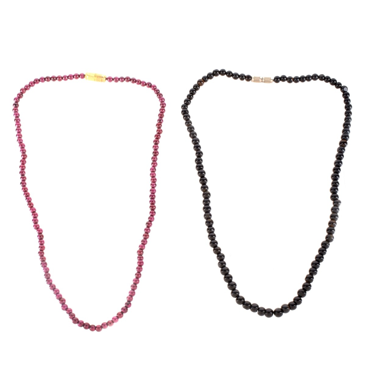 Ruby and Onyx Beaded Necklaces