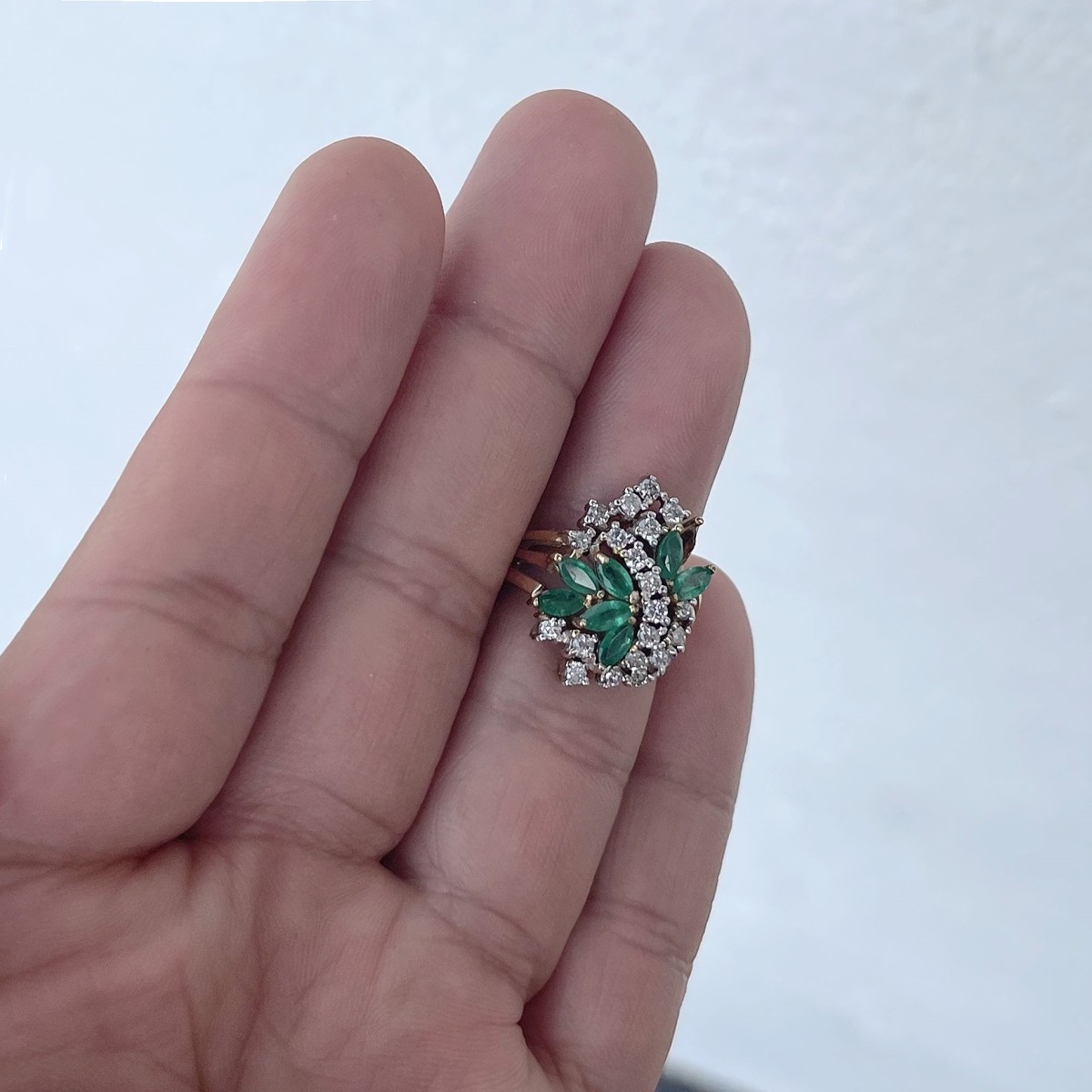 Emerald, Diamond and 14K Ring