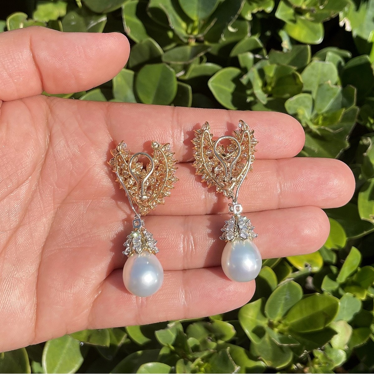 Diamond, Pearl and 18K Earrings