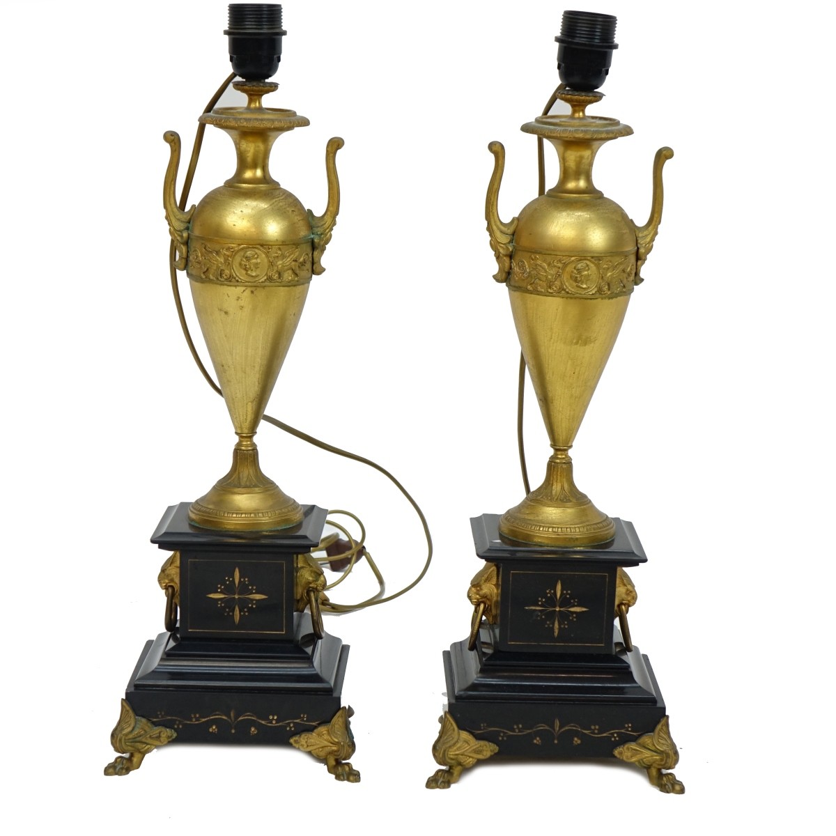 Pair of 19/20th C. Empire Style Bronze Lamps