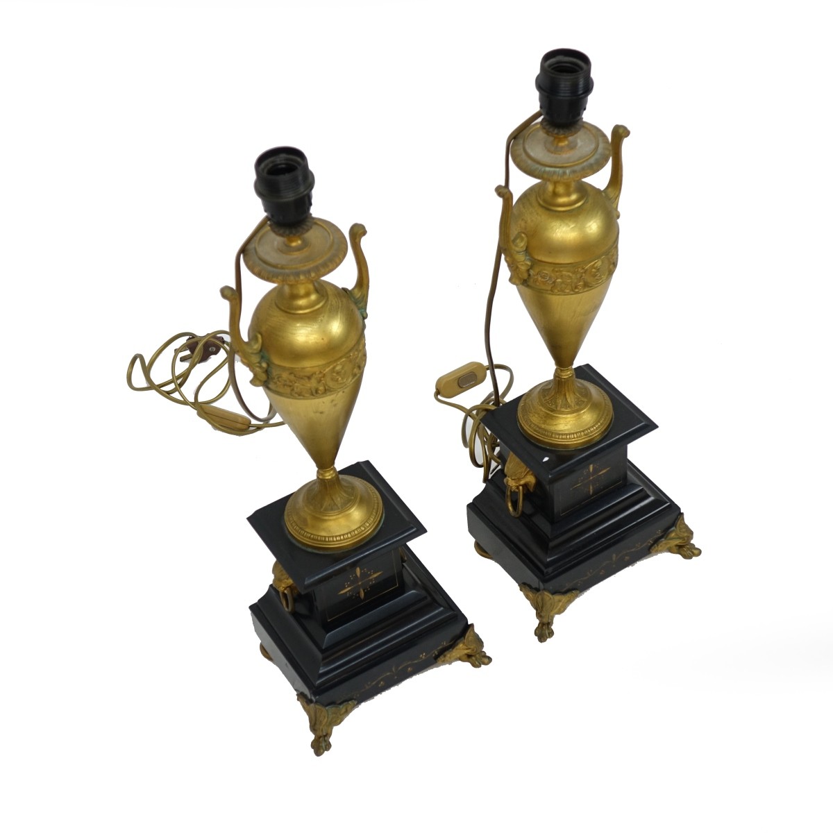 Pair of 19/20th C. Empire Style Bronze Lamps