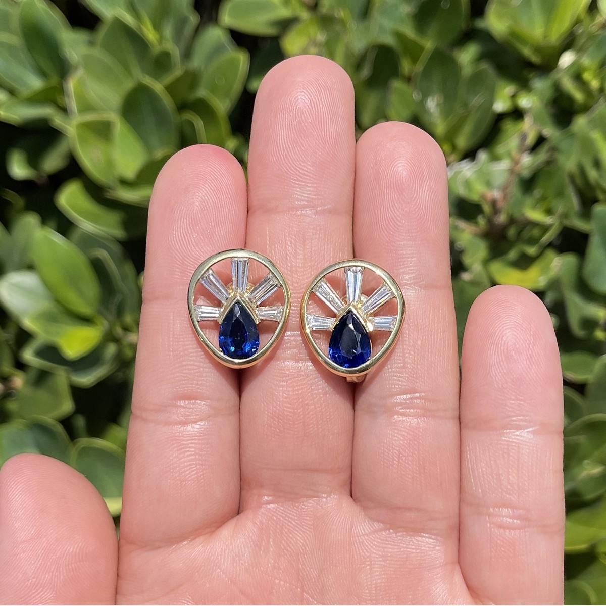 Sapphire, Diamond and 18K Earrings