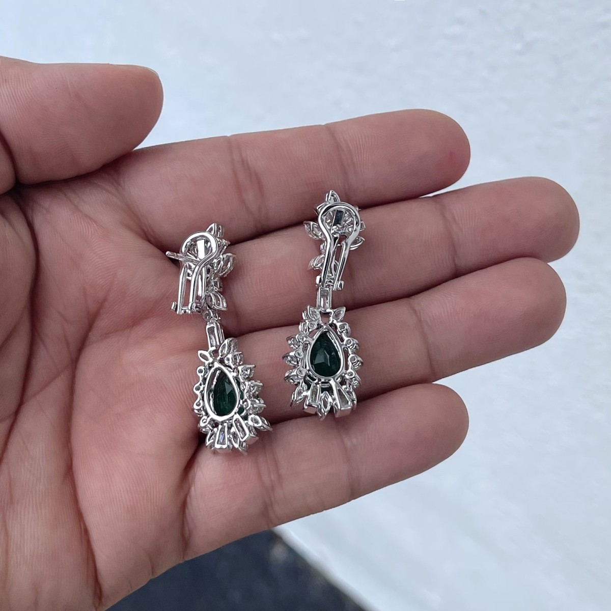 Emerald, Diamond and 18K Earrings