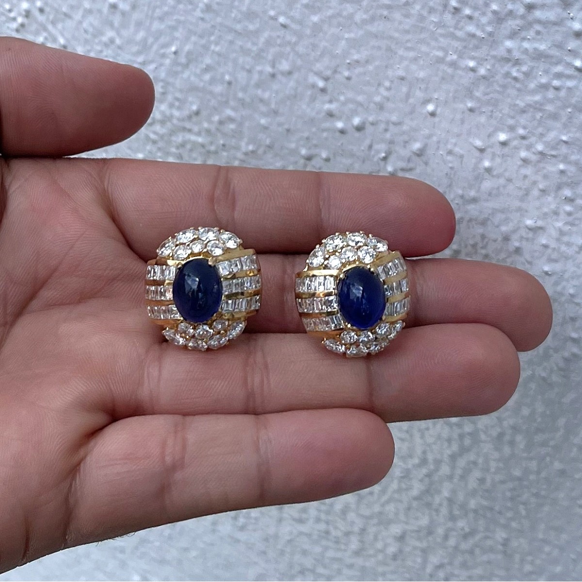 Diamond, Sapphire and 18K Earrings