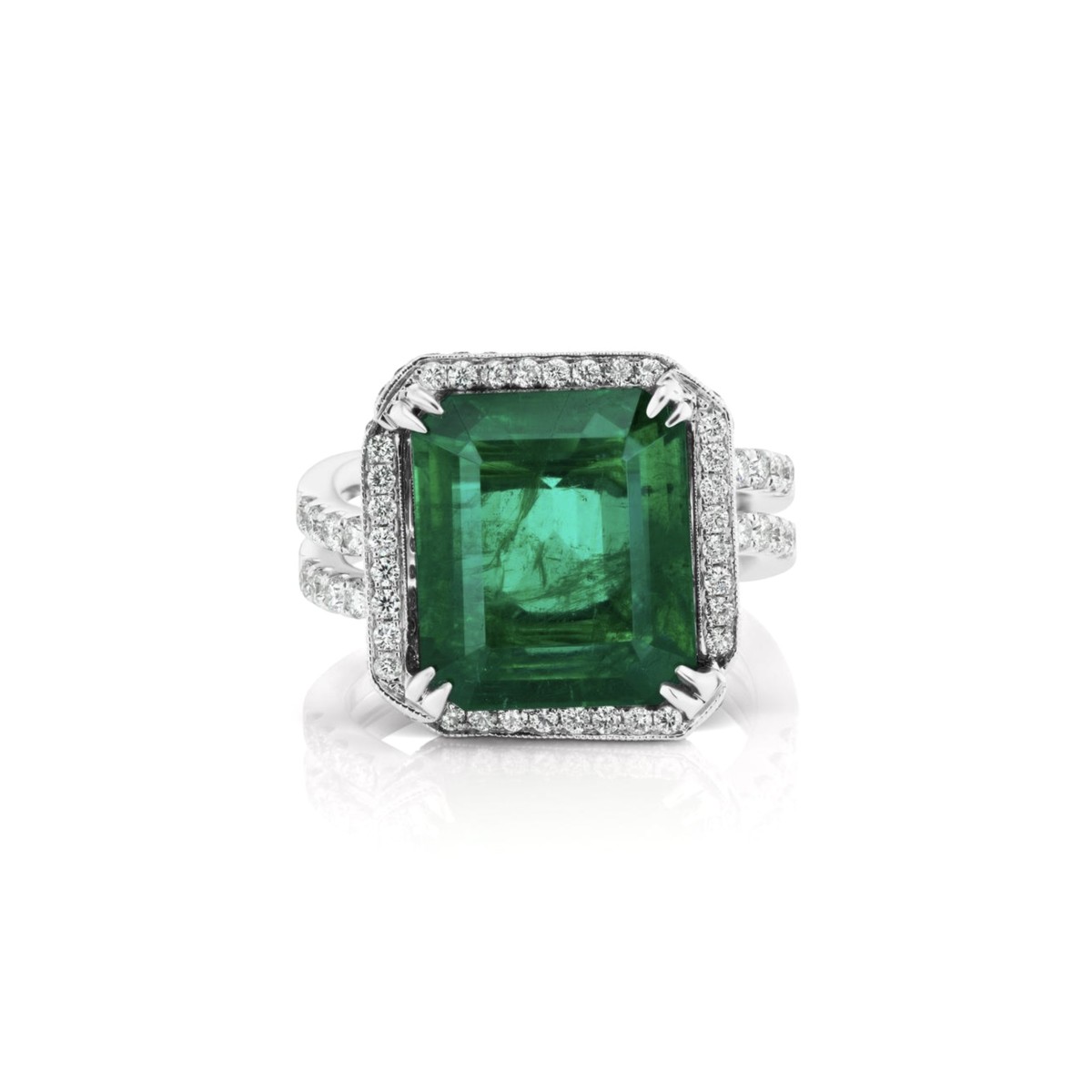 Emerald, Diamond and 18K Ring