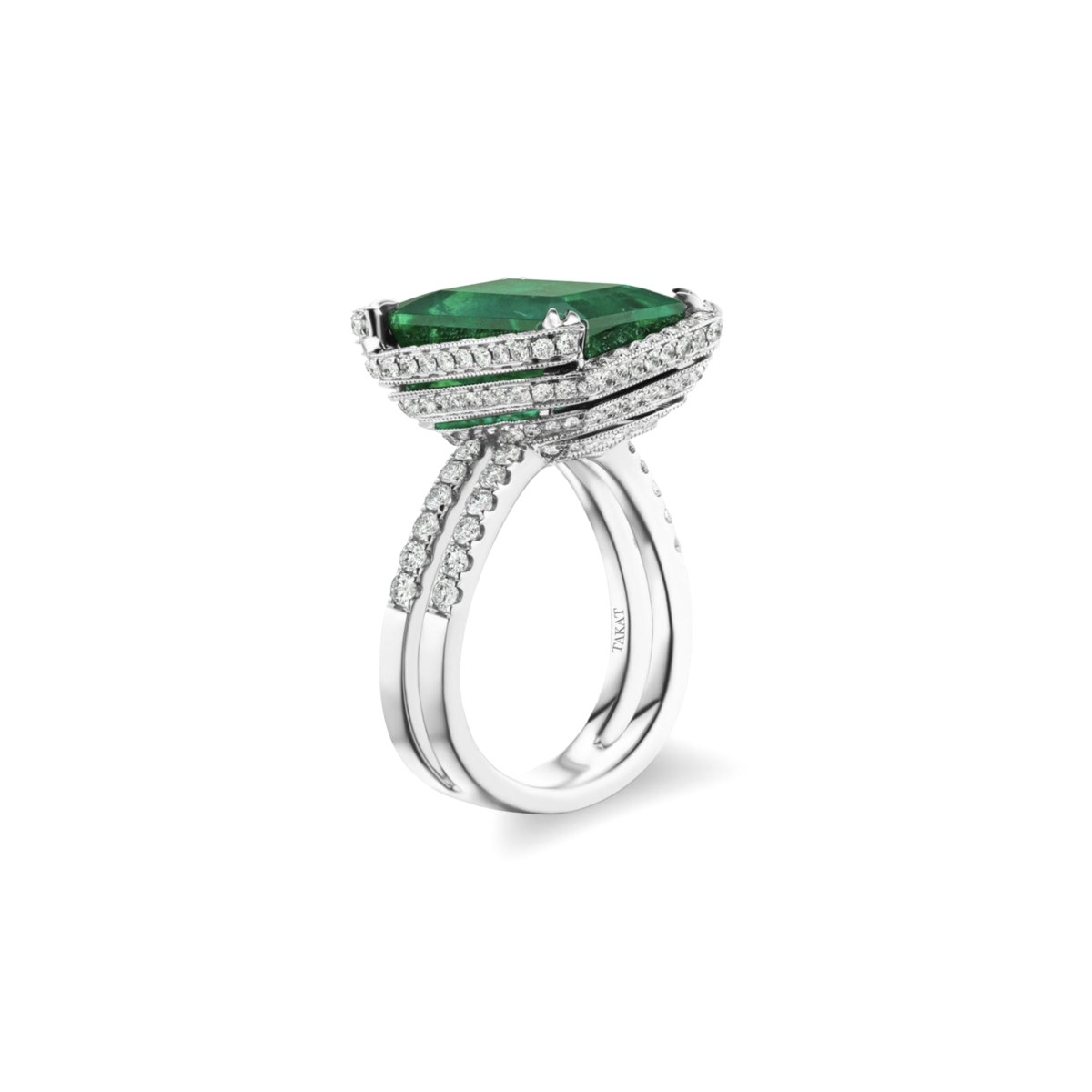 Emerald, Diamond and 18K Ring