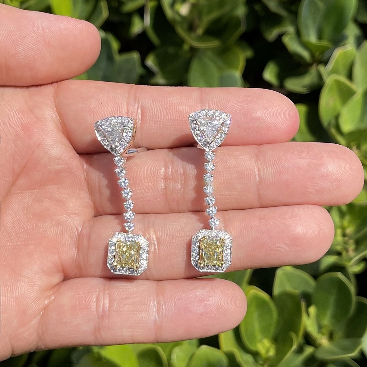 Fancy Diamond and 18K Earrings