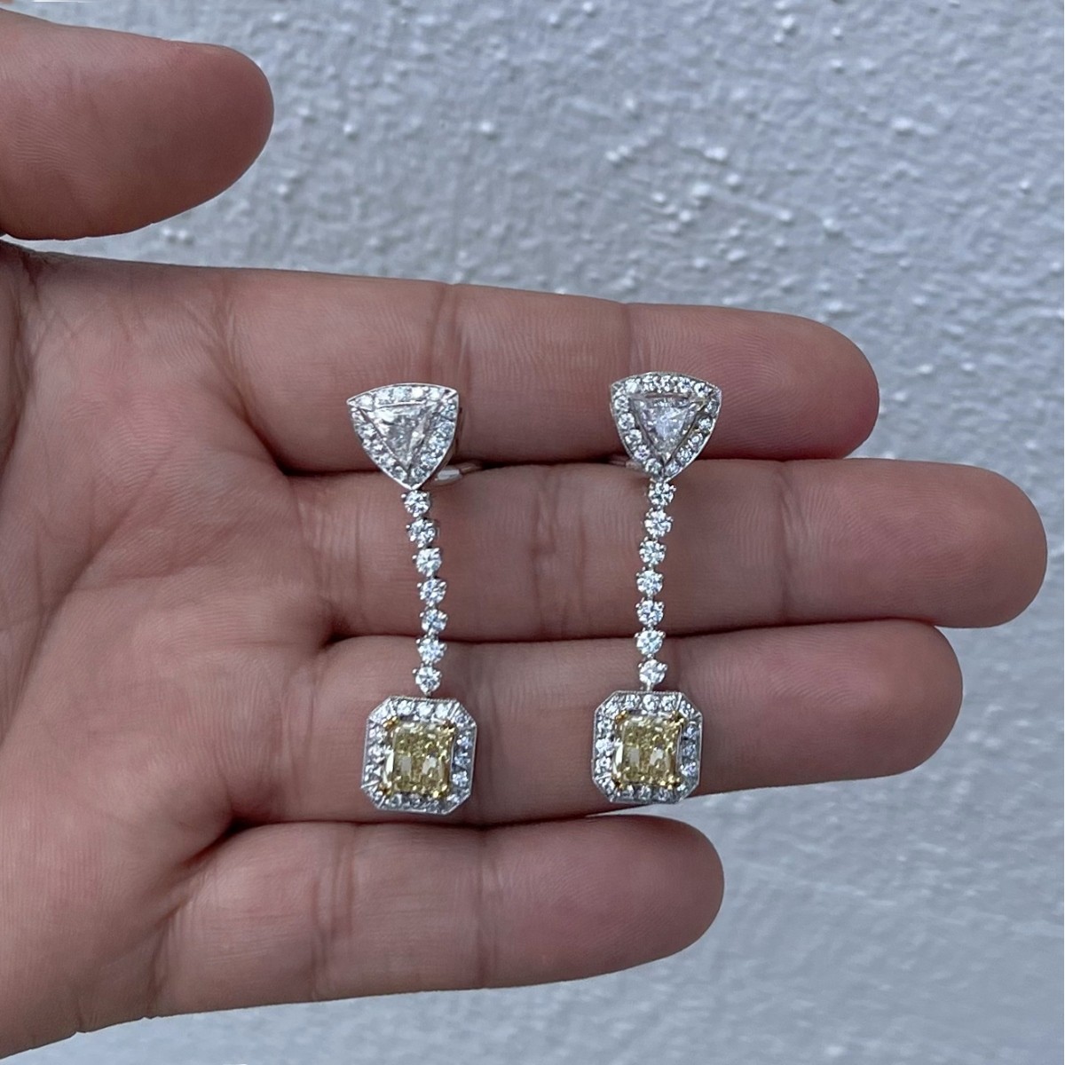 Fancy Diamond and 18K Earrings