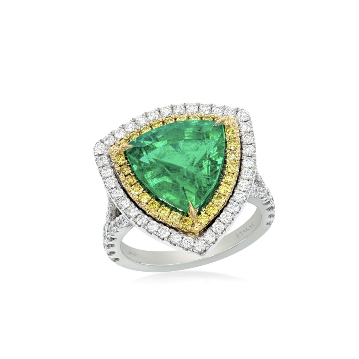 Emerald, Diamond and 18K Ring