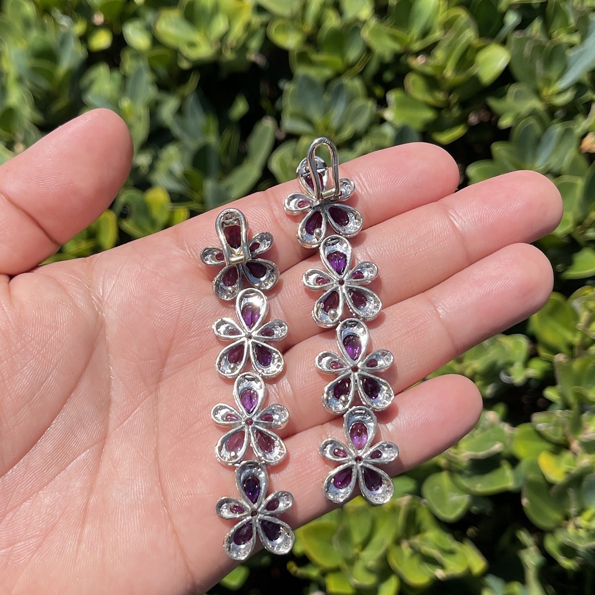Amethyst, Diamond and 18K Earrings