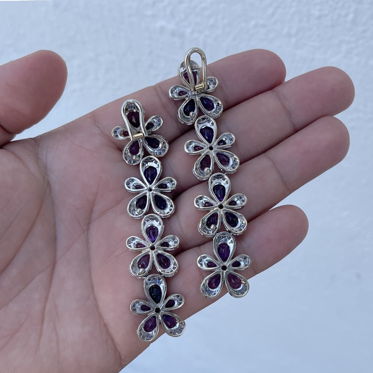 Amethyst, Diamond and 18K Earrings