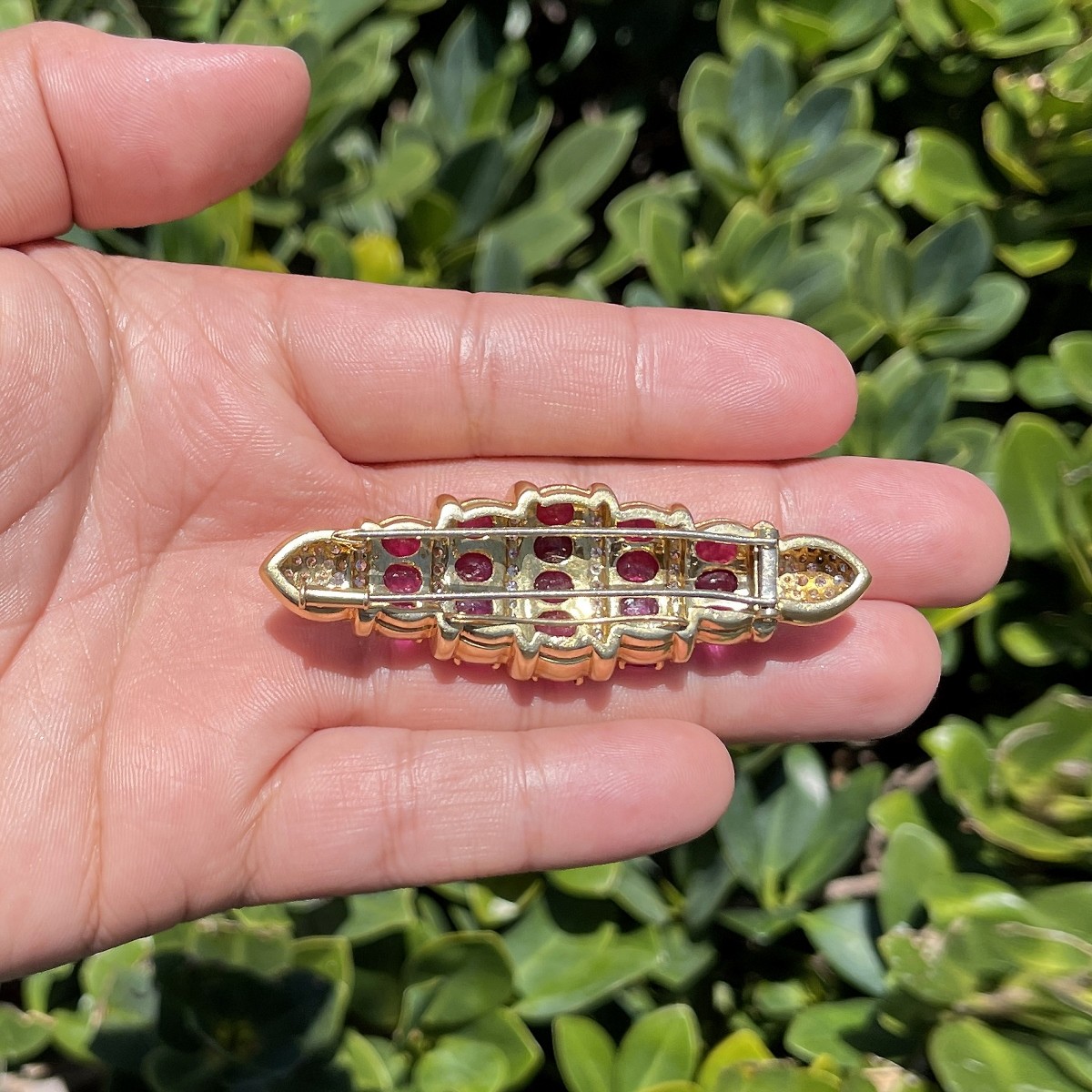 Ruby, Diamond and 18K Brooch