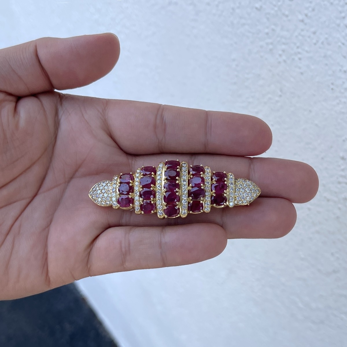 Ruby, Diamond and 18K Brooch