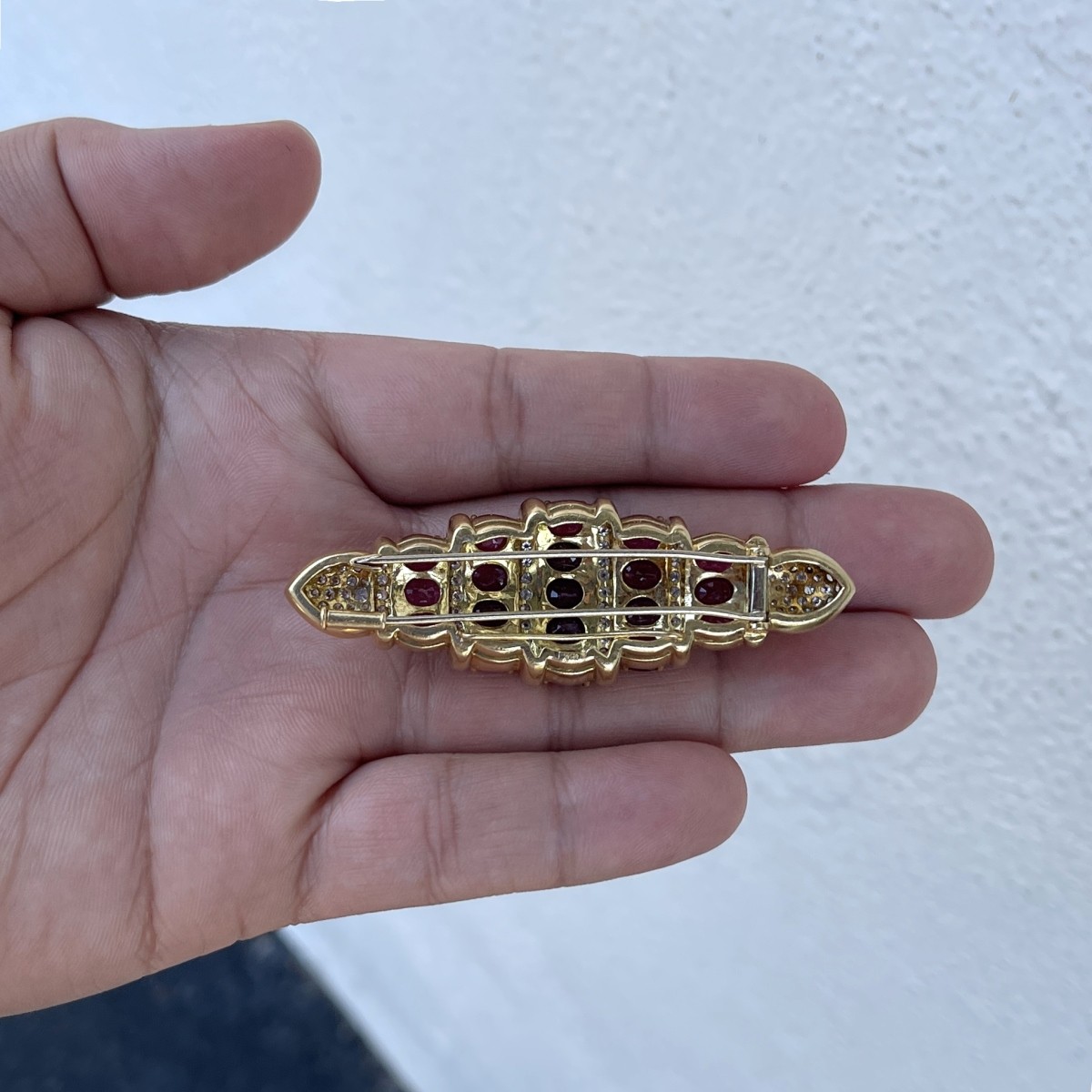 Ruby, Diamond and 18K Brooch