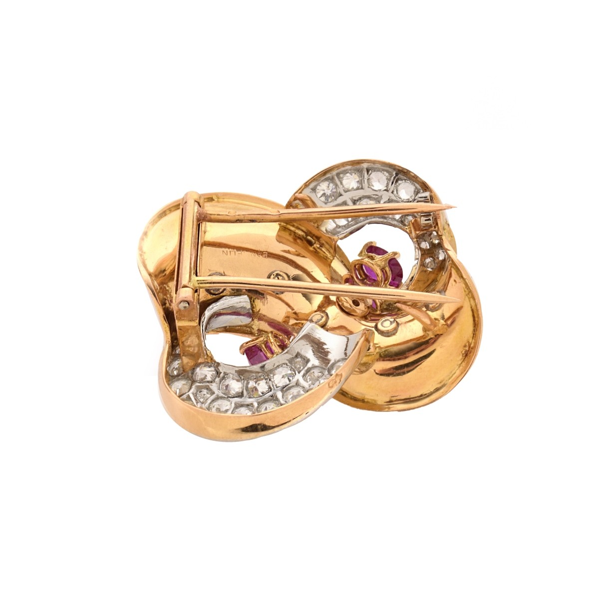Ruby, Diamond and 18K Brooch