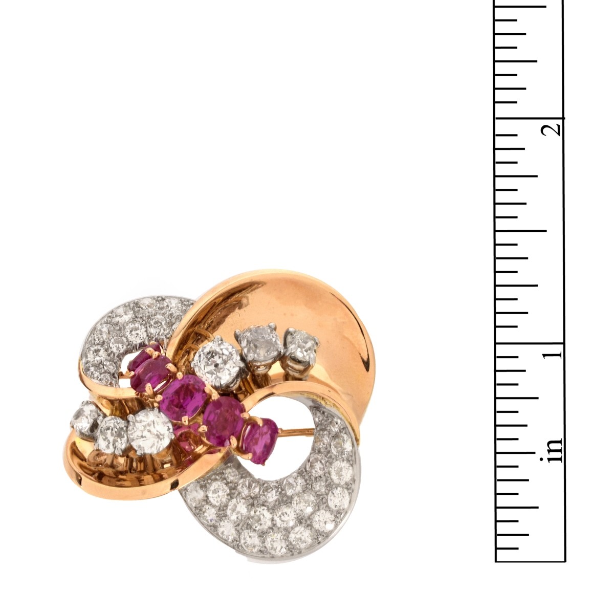 Ruby, Diamond and 18K Brooch