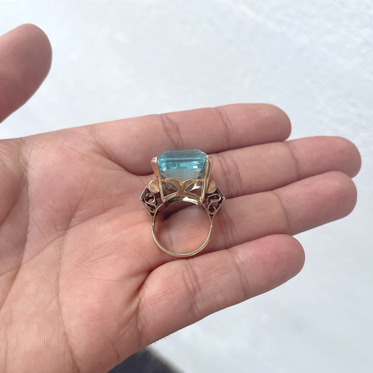 Aquamarine, Diamond and 14K Ring