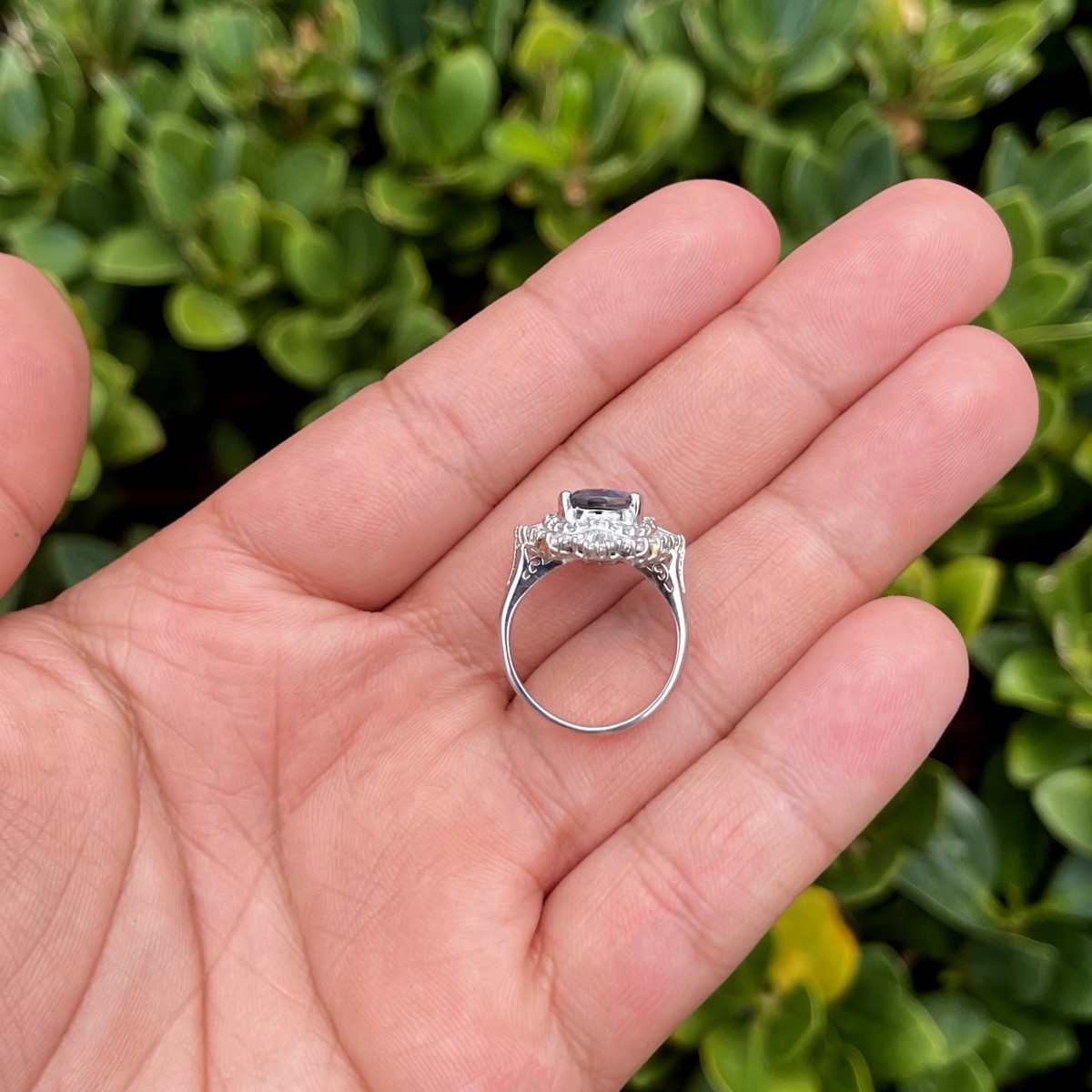 Sapphire, Diamond and Platinum Ring