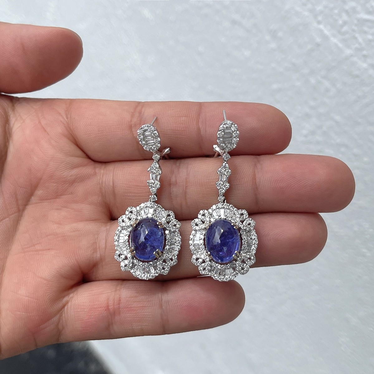 Tanzanite, Diamond and 18K Earrings.