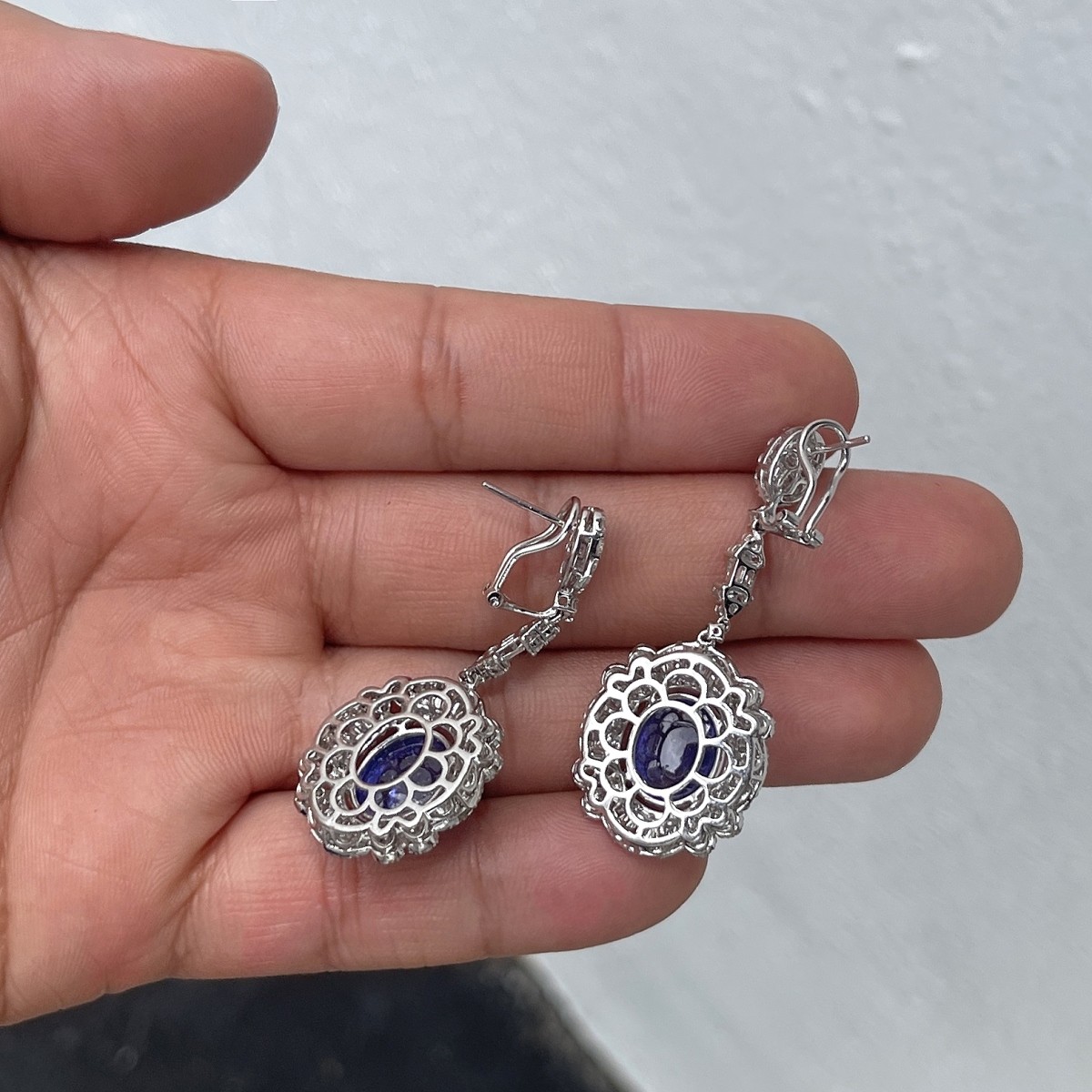 Tanzanite, Diamond and 18K Earrings.