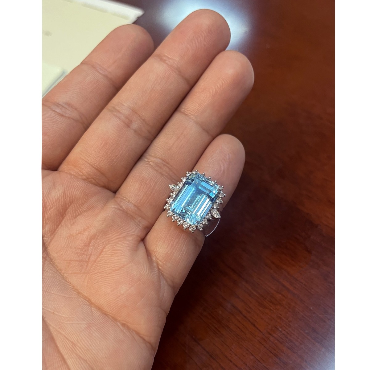 Aquamarine, Diamond and 14K Ring