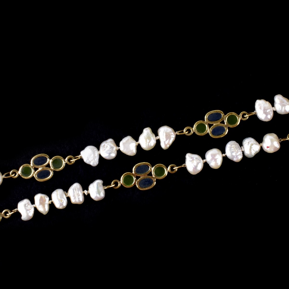 Pearl, Enamel and 14K Necklace