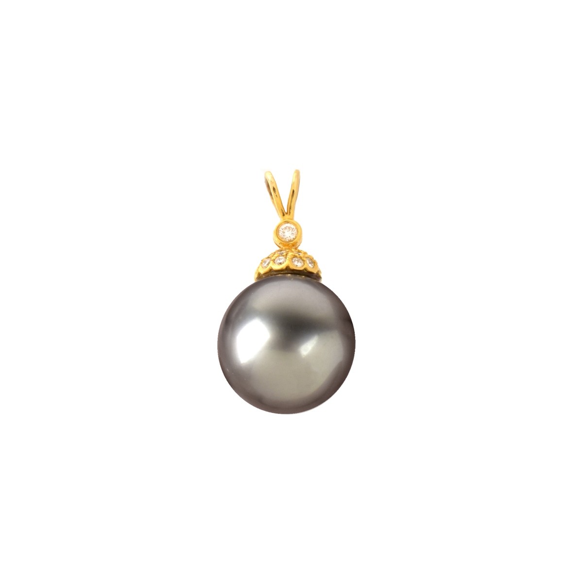 15mm Pearl, Diamond and 14K Pendant