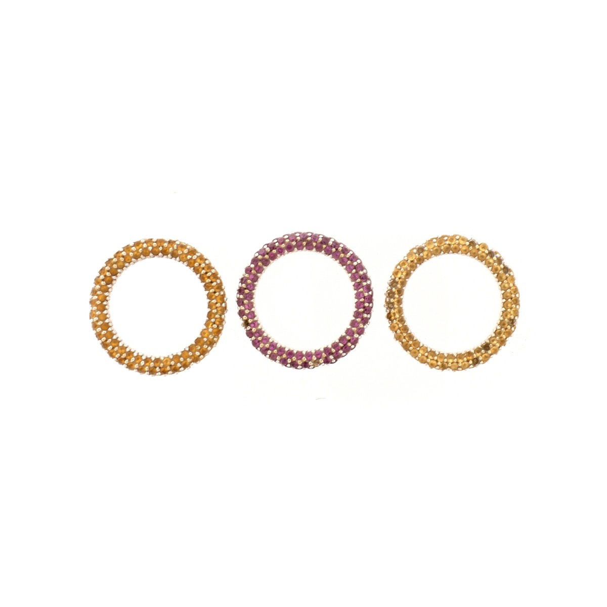 Three Gemstone and 18K Bands