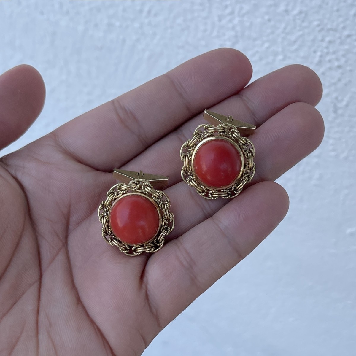 Coral and 18K Cufflinks