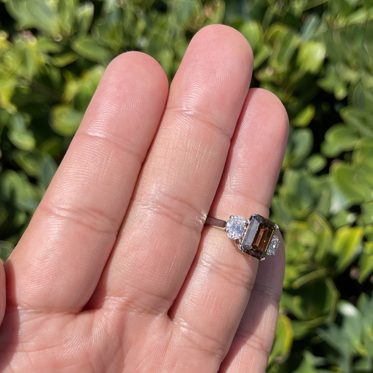 Fancy Brown Diamond and Platinum Ring