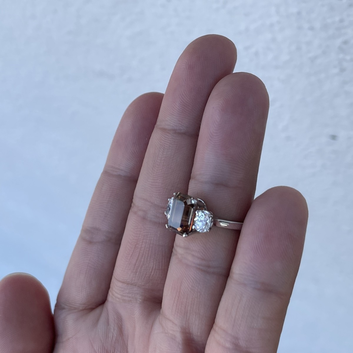 Fancy Brown Diamond and Platinum Ring