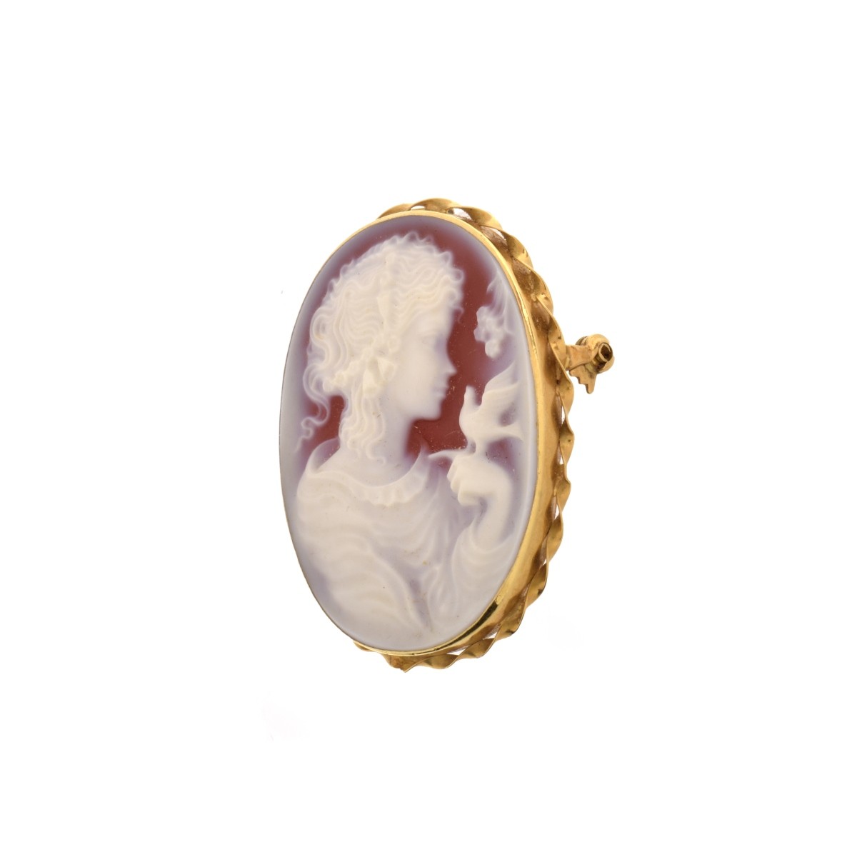 Carnelian and 14K Cameo