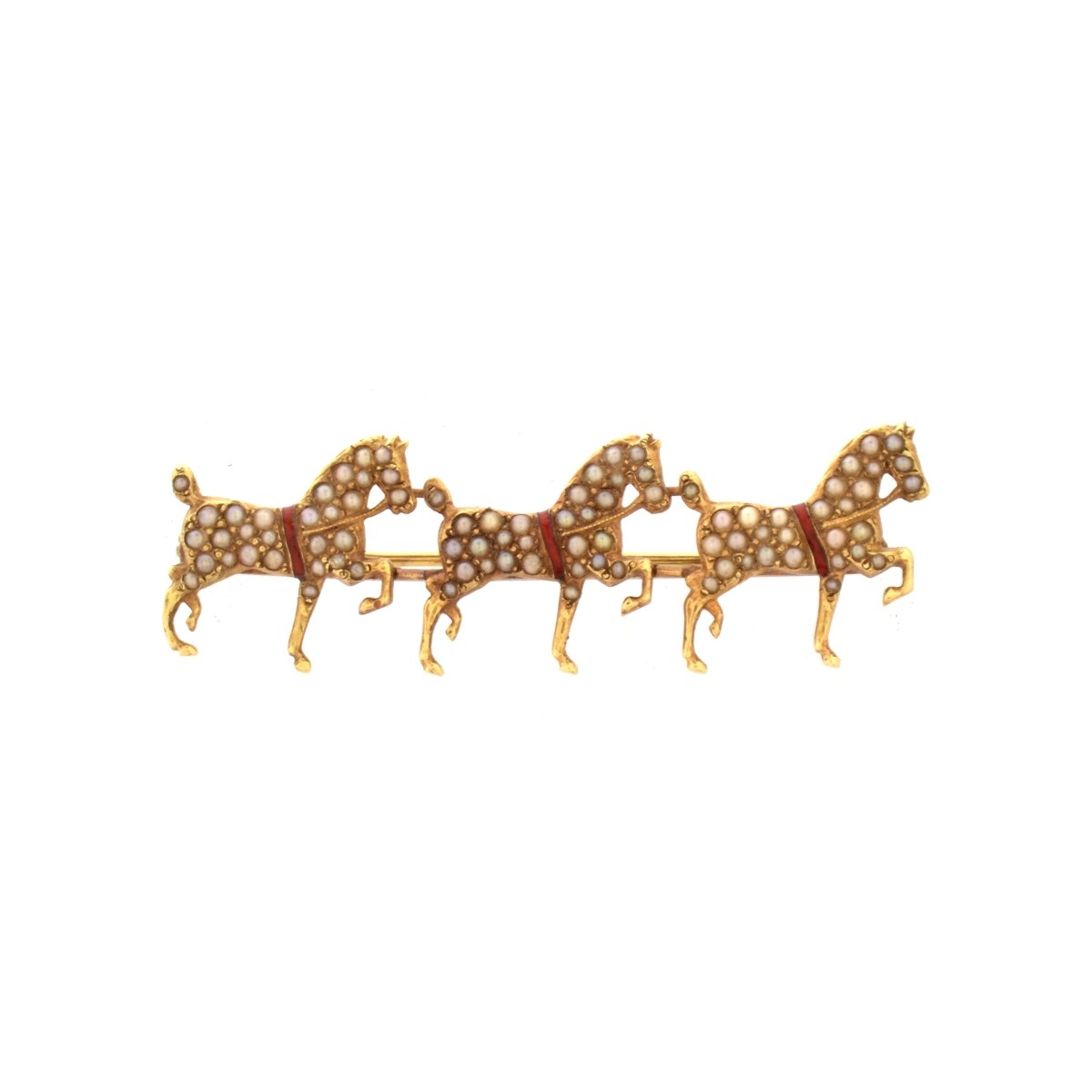 14K Seed Pearl and Enamel Pin