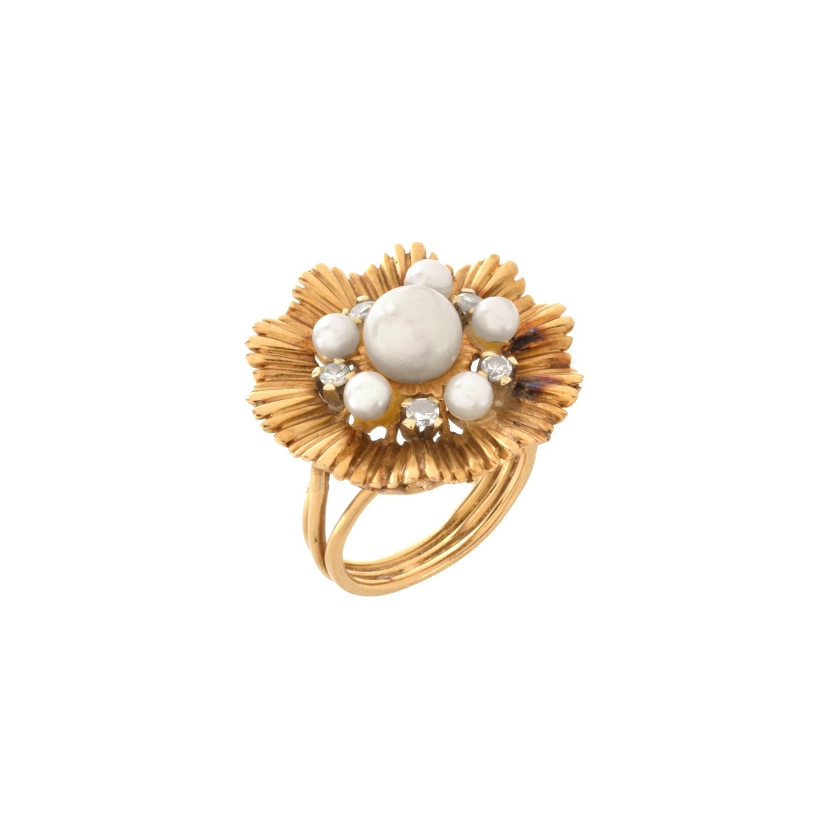 Pearl, Diamond and 18K Ring