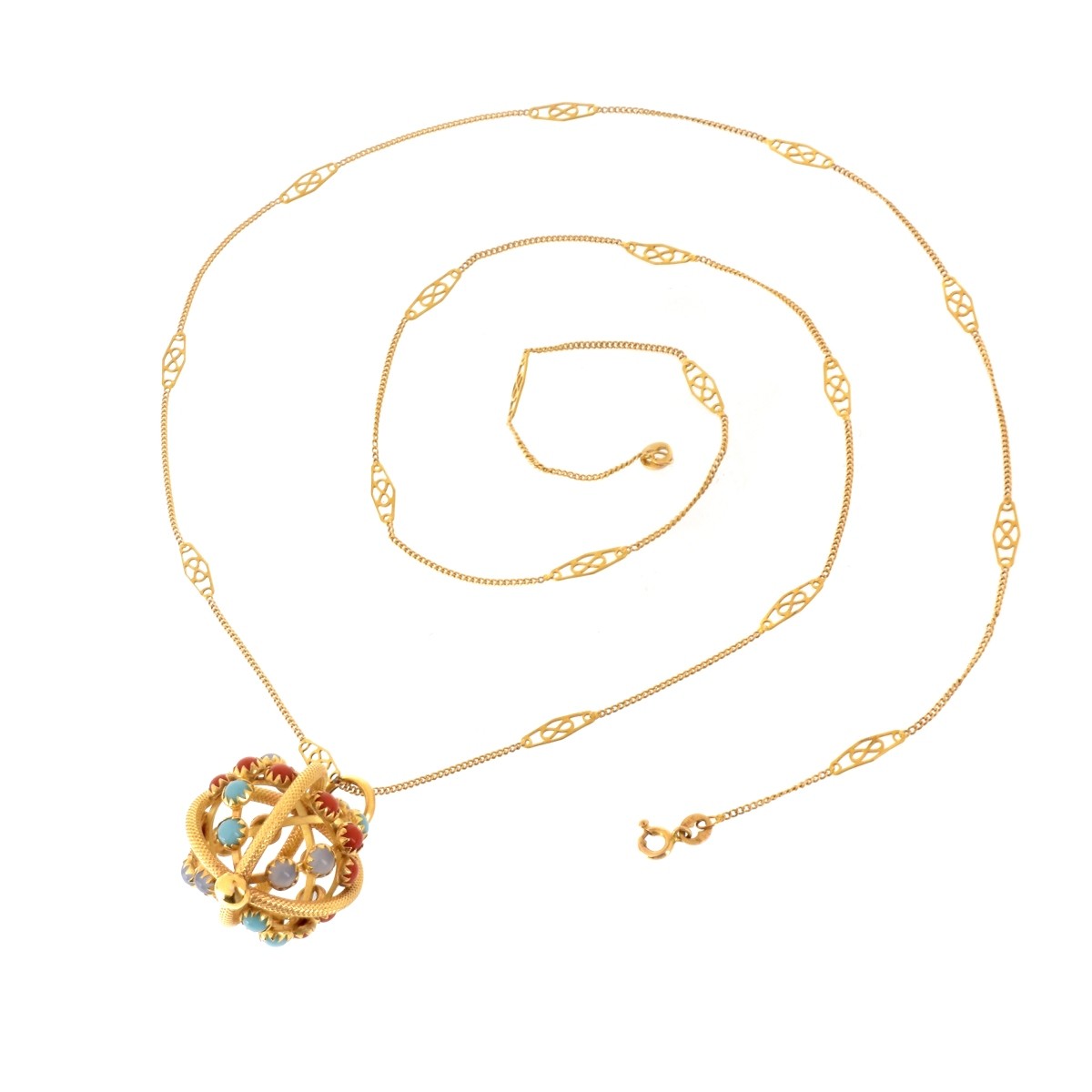 Gemstone and 18K Pendant Necklace