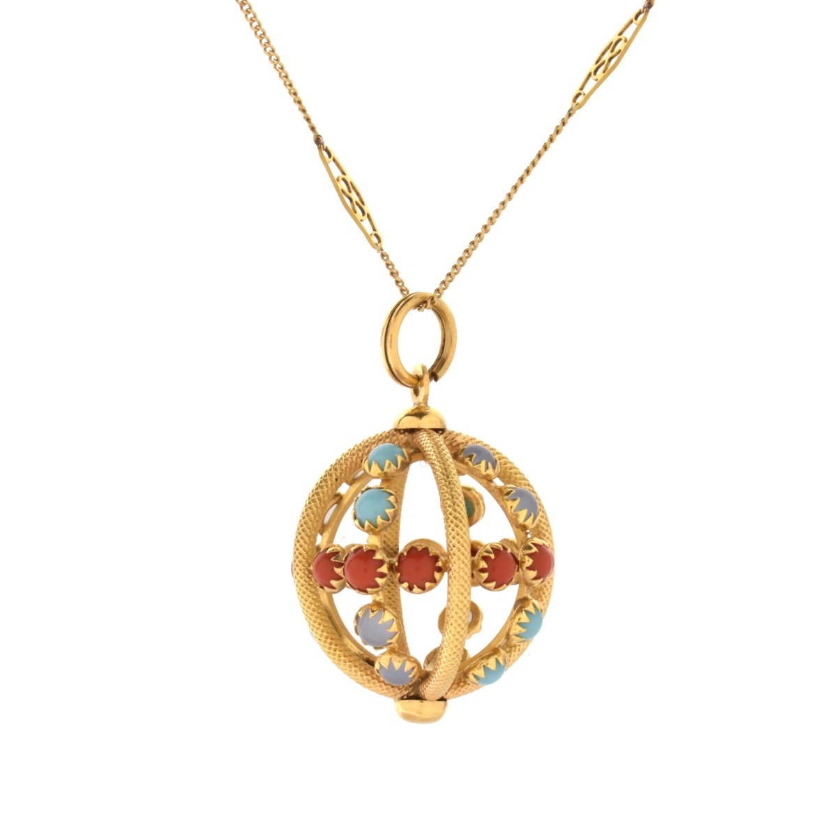 Gemstone and 18K Pendant Necklace