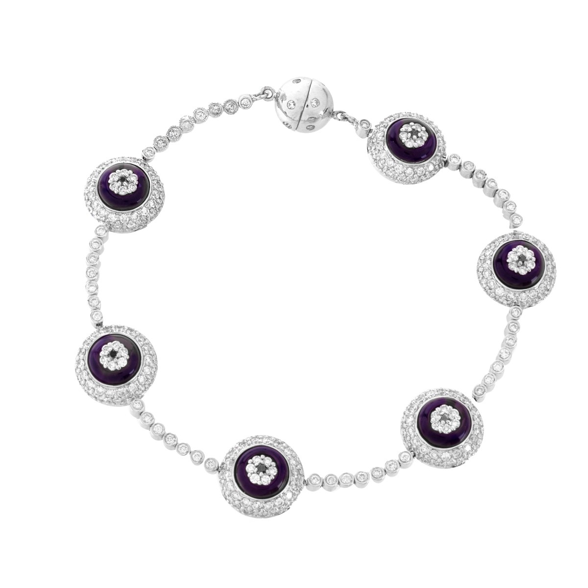 Diamond, Amethyst and 18K Bracelet