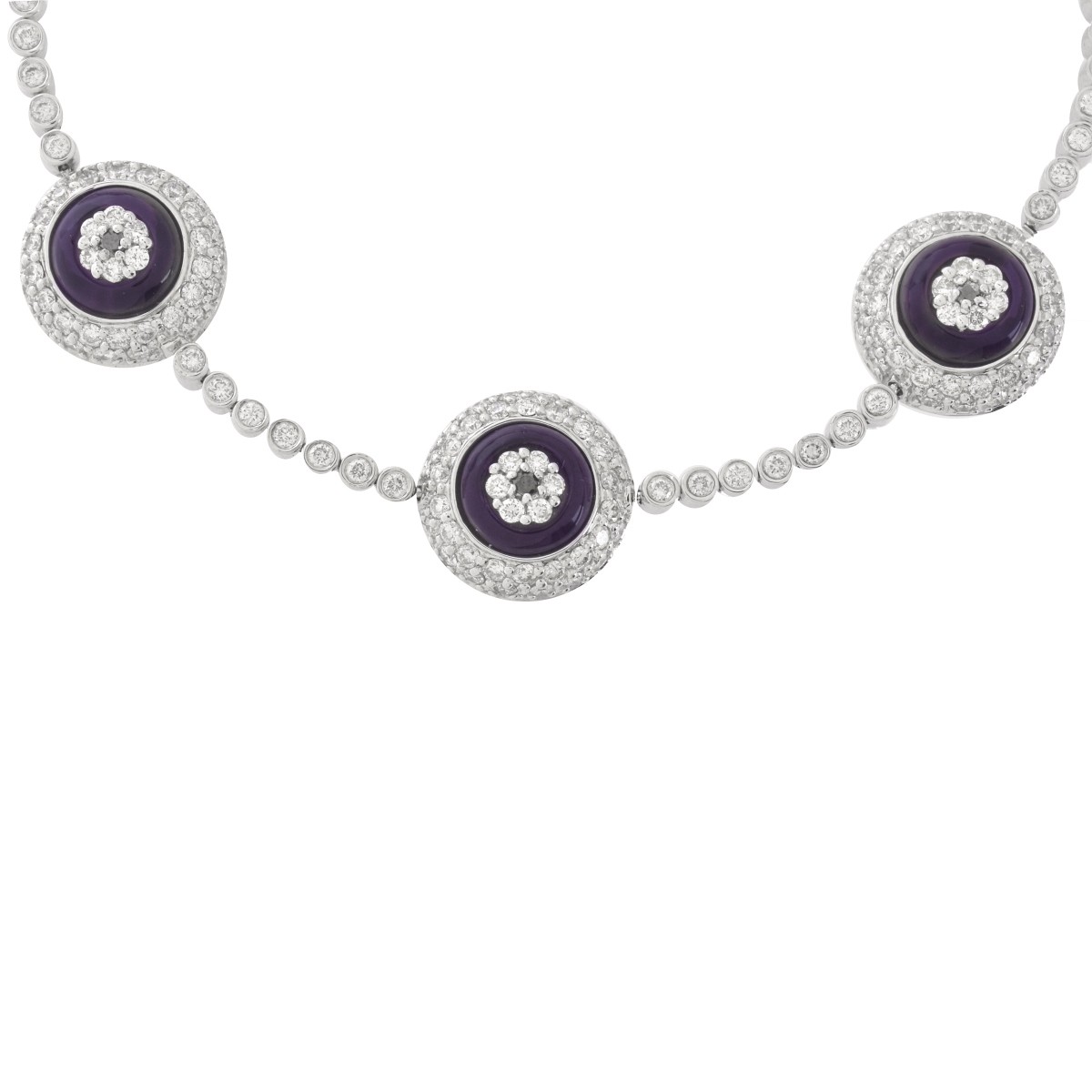 Diamond, Amethyst and 18K Bracelet