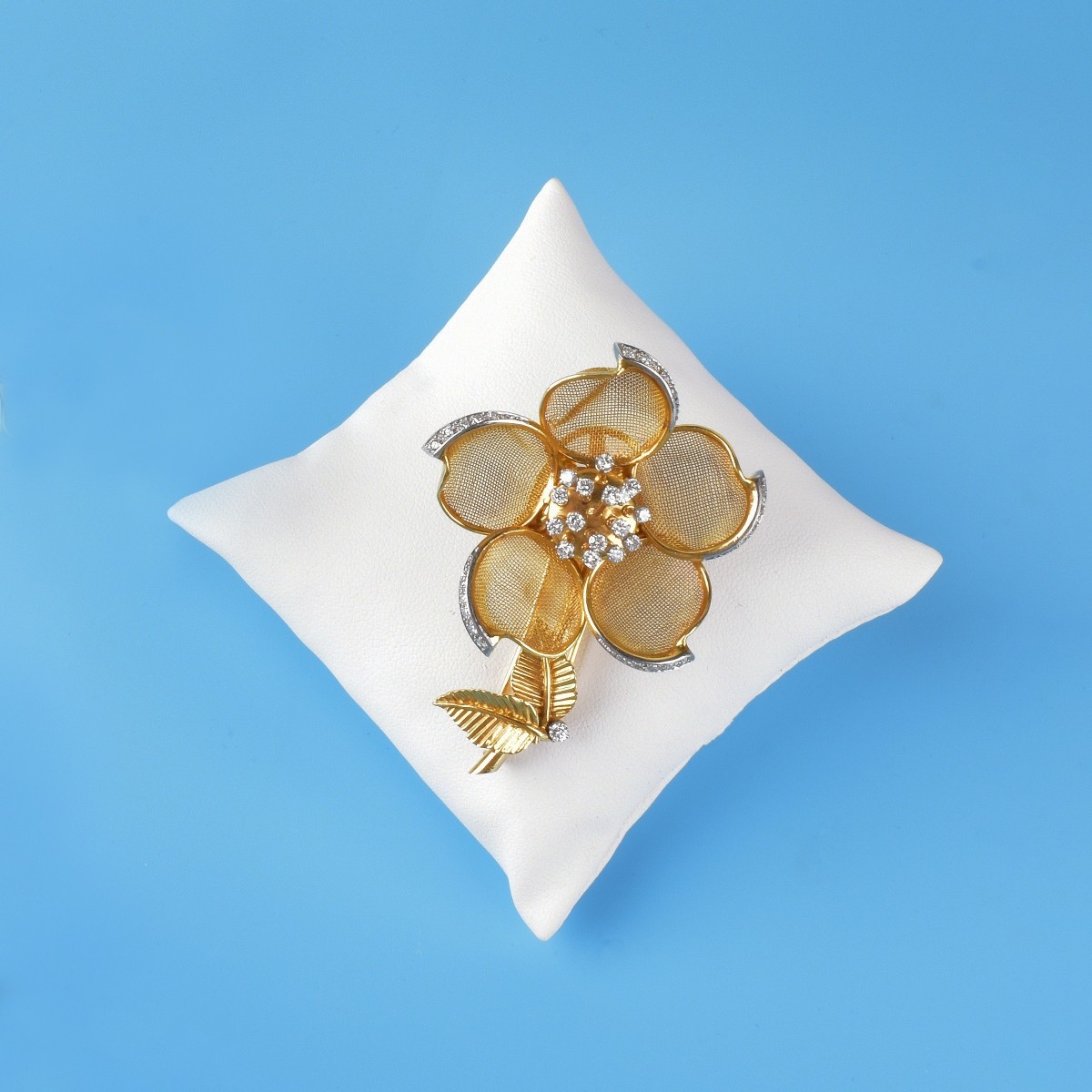 Fred Paris Diamond & 18K Brooch and Earrings