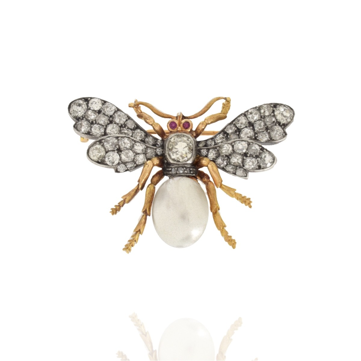 Diamond, Pearl and 18K Brooch