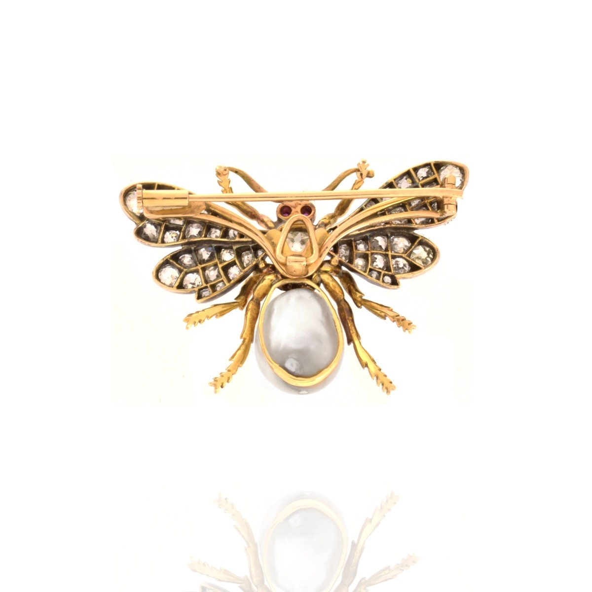 Diamond, Pearl and 18K Brooch
