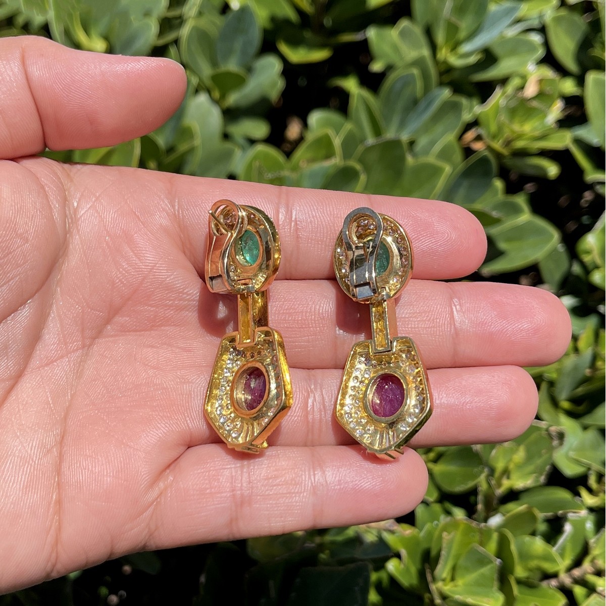 Gemstone, Diamond and 18K Earrings