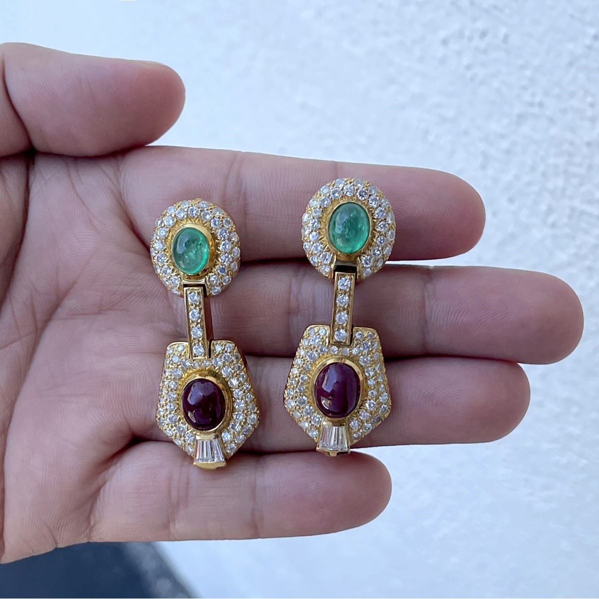 Gemstone, Diamond and 18K Earrings
