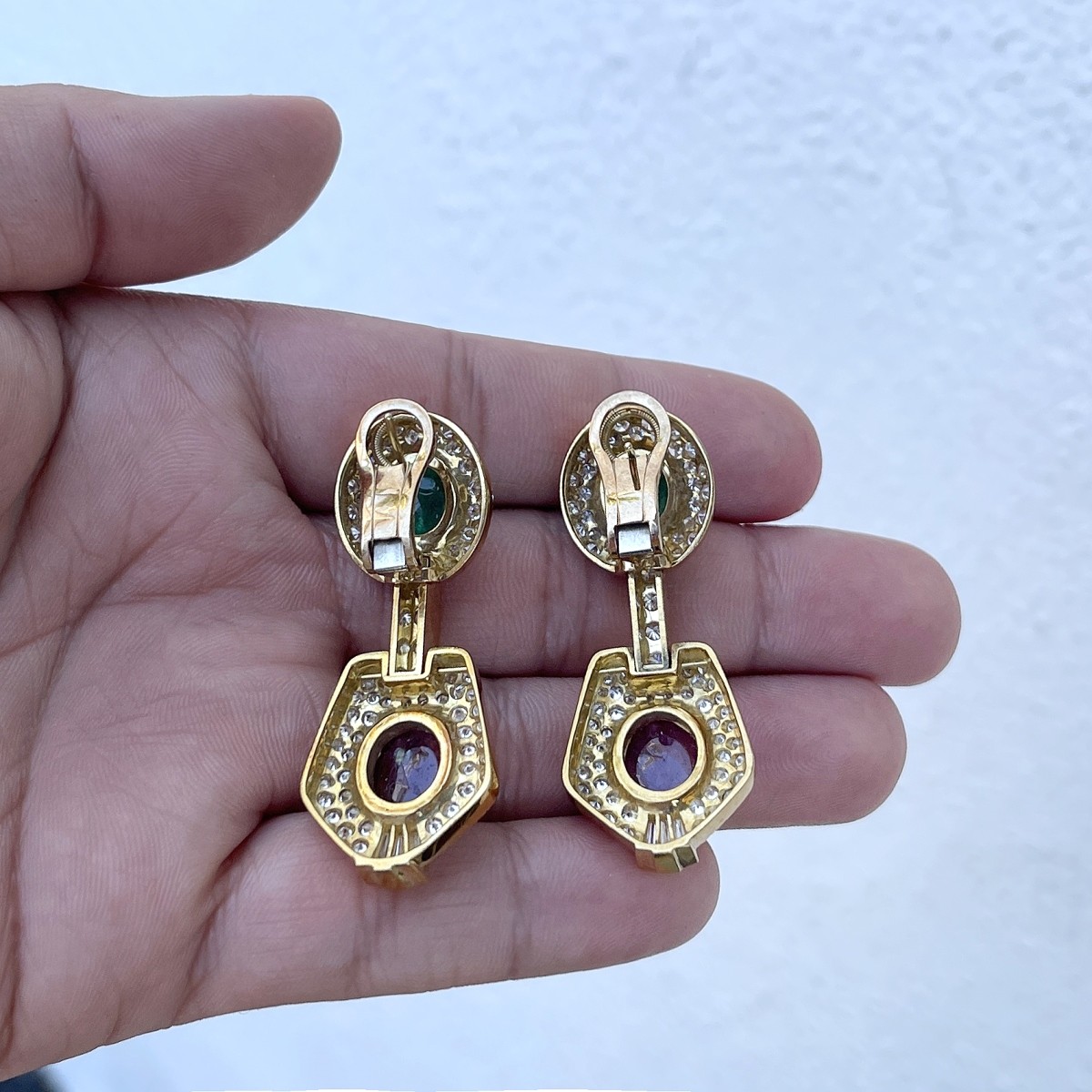 Gemstone, Diamond and 18K Earrings