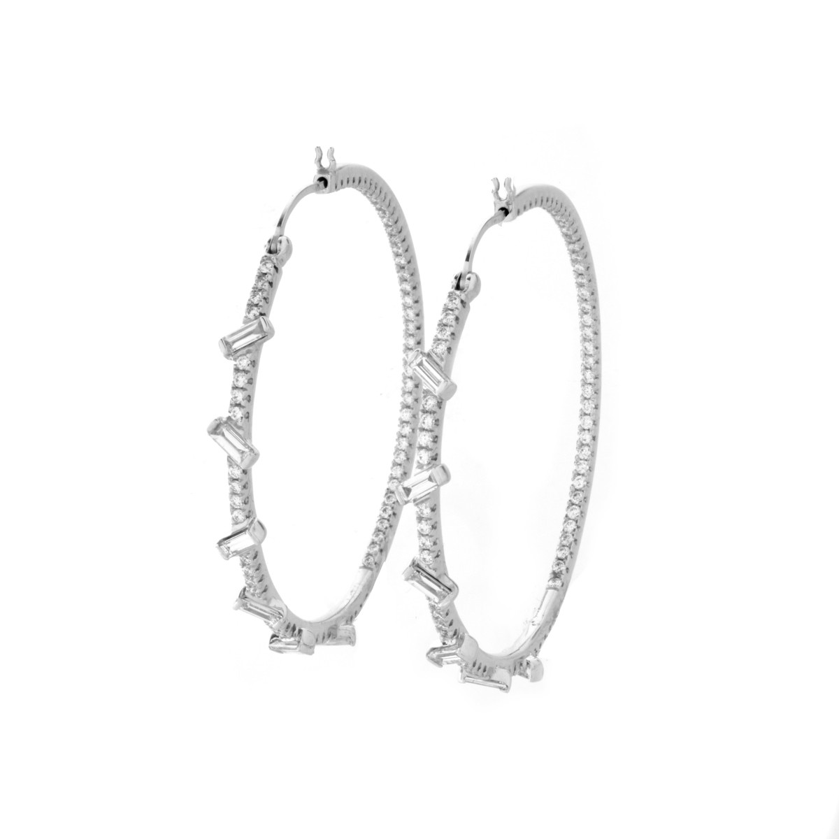 Diamond and 14K Hoop Earrings