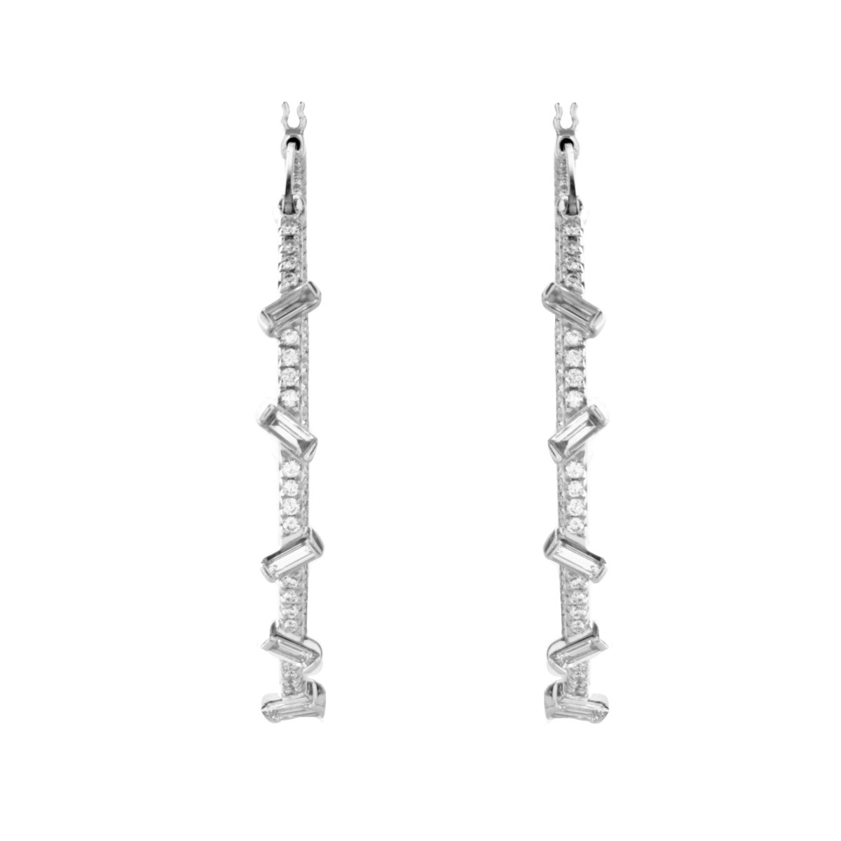 Diamond and 14K Hoop Earrings