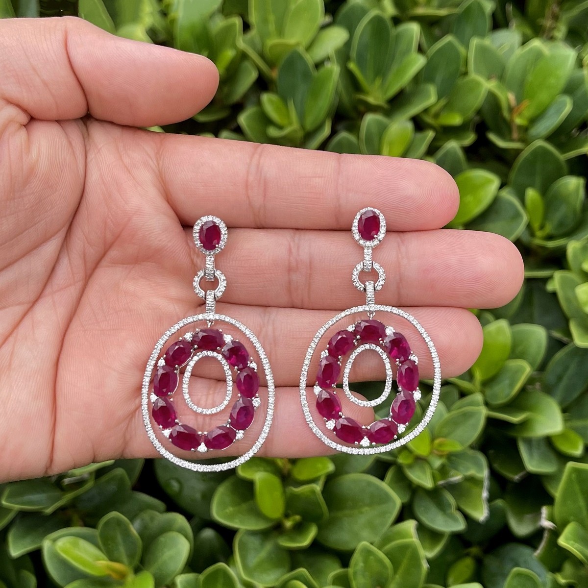 Ruby, Diamond and 18K Earrings