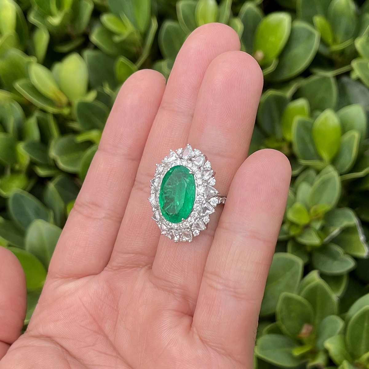 Emerald, Diamond and 18K Ring